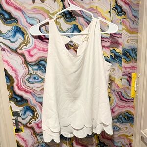 Maison Jules White Scalloped Sleeveless Blouse